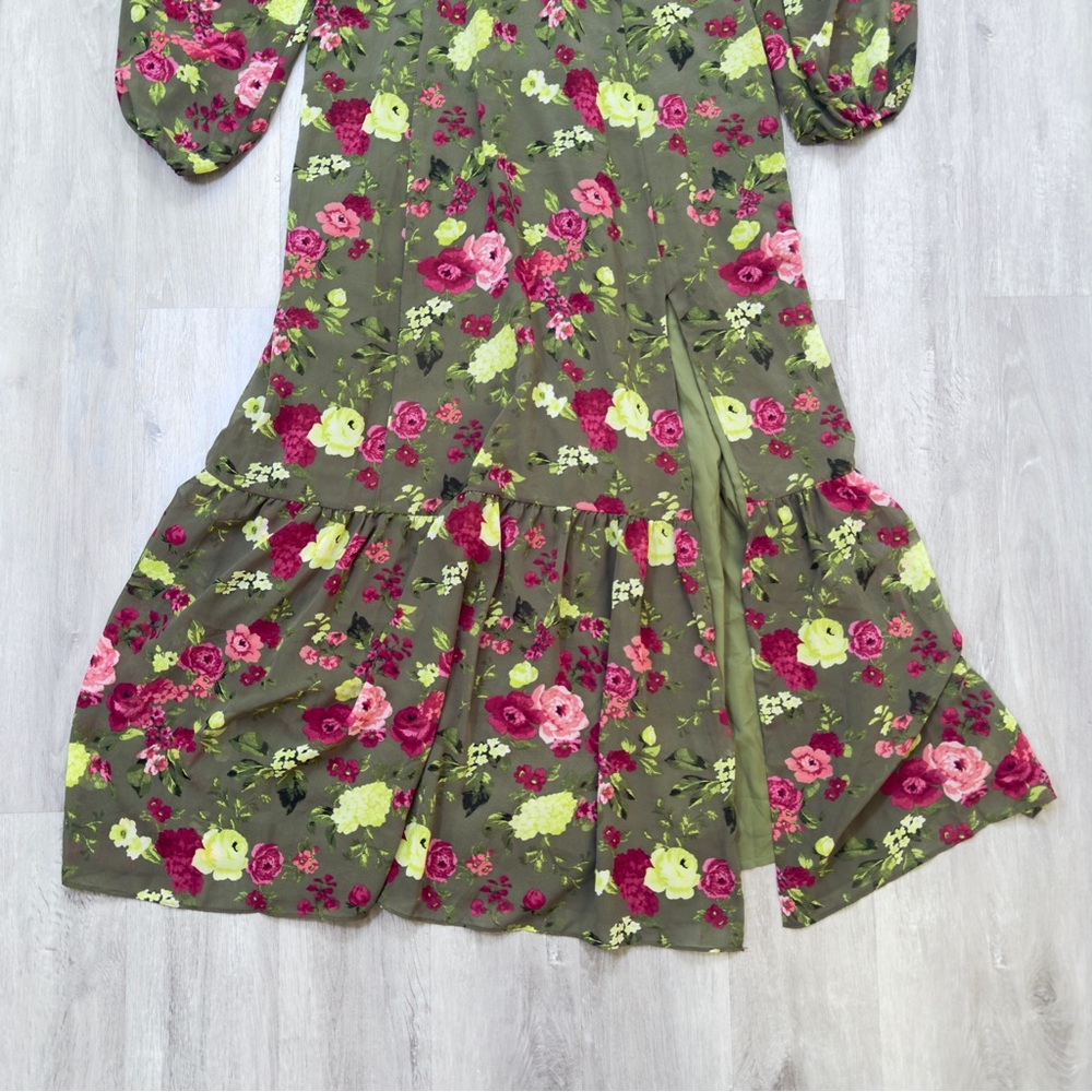 Green Floral Maxi Dress 1X - Picture 3 of 3